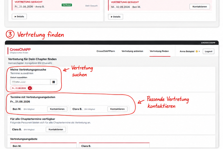 Vertretung für das eigene BNI-Chapter finden
